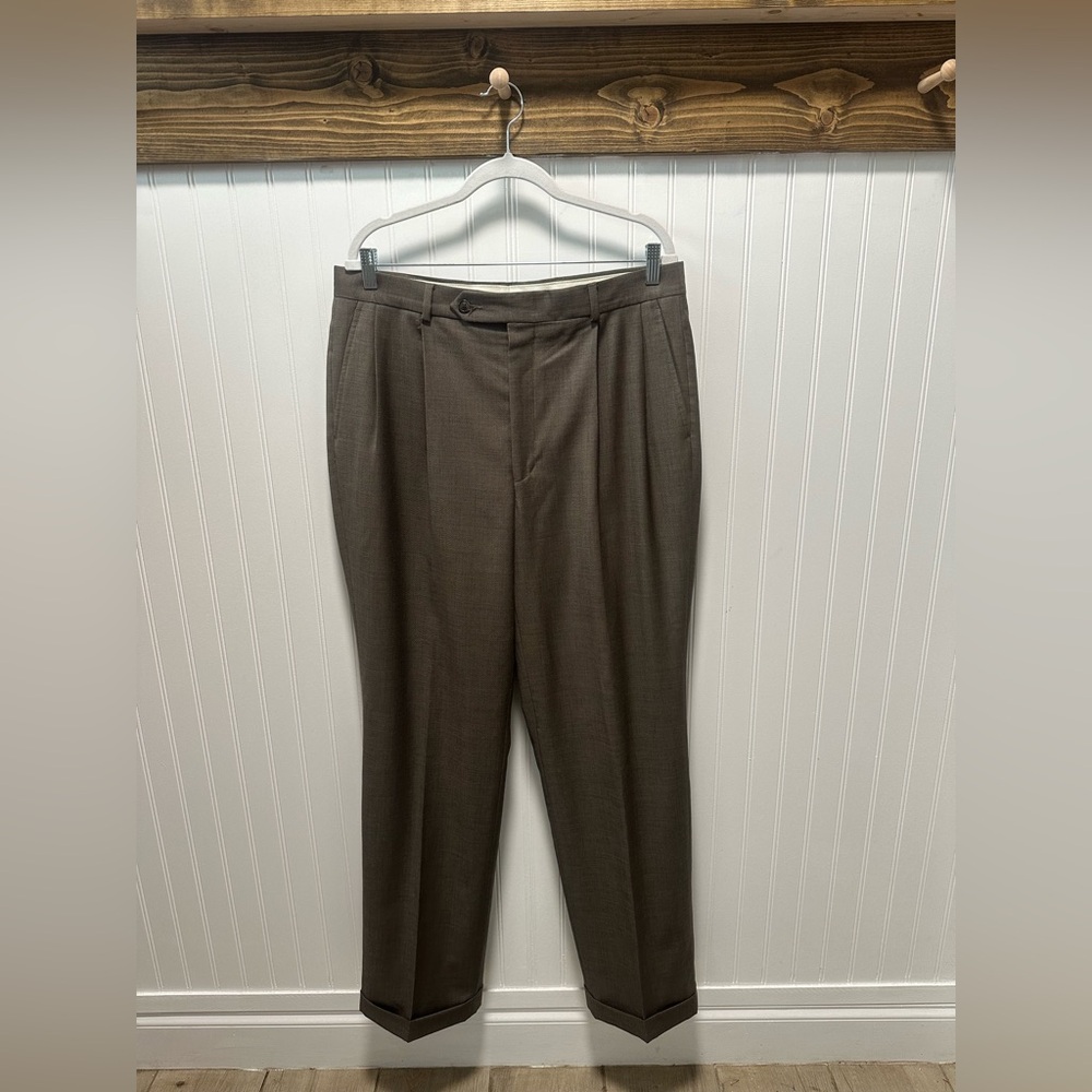 Stafford Classic Brown wool Dress Pants 36x34 natural fibers 100% wool